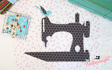 Load image into Gallery viewer, Mini Quilt BLOCK Kit, Farm Girl Vintage Featherweight 1-Block Wallhanging - Flock of Singers Pattern & Diecuts