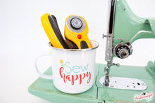 Load image into Gallery viewer, Mug, Vintage Happy 2 Sewing Machine Enamel Tin Mug by Lori Holt of Bee in my Bonnet