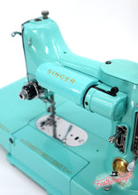 Load image into Gallery viewer, Singer Featherweight 222K Sewing Machine EL6858** - Fully Restored in Tiffany Blue