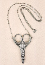 Load image into Gallery viewer, Scissors, Heirloom Embroidery Scissors Chatelaine Necklace
