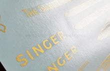 Load image into Gallery viewer, Decals, Gold Paperclip Style for the Singer Featherweight 221, 221K, 222K Sewing Machine 1953-1961

