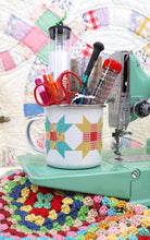 Load image into Gallery viewer, Mug, Farm Girl Vintage Nine-Patch Enamel Tin Mug by Lori Holt of Bee in my Bonnet
