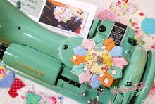 Load image into Gallery viewer, DRESDEN Spool Pin Kit, Pattern + Diecut SCRAPPY HAPPY Fabric Pieces for Featherweight Thread Spool
